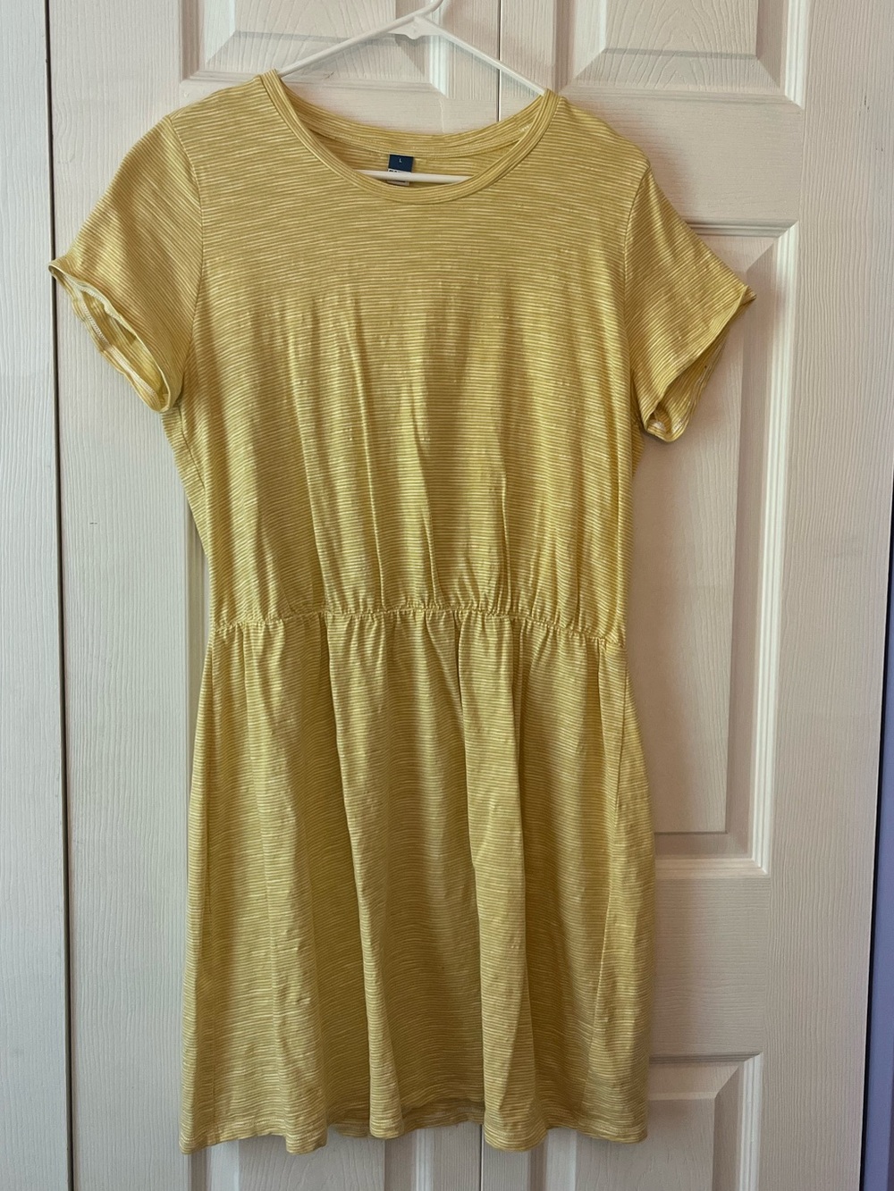 Casual Short Sleeve Yellow Jersey Dress